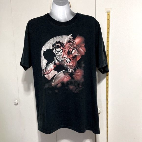BATMAN ROBIN SPOTLIGHT Boys Youth Black Tshirt Size 14 - Picture 3 of 11